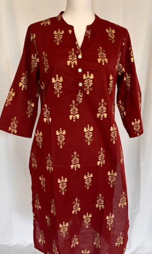 MAROON COTTON KURTA TOP