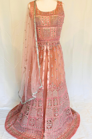 BABY PINK EMBROIDERY ANARKALI LEHENGA SET