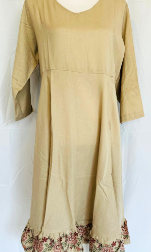 BEIGE KURTA WITH PRINTED FRILLS