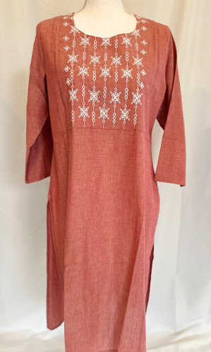 PINK COTTON EMBROIDERED KURTA