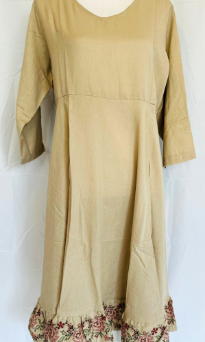 BEIGE KURTA WITH PRINTED FRILLS