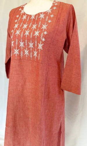 PINK COTTON EMBROIDERED KURTA