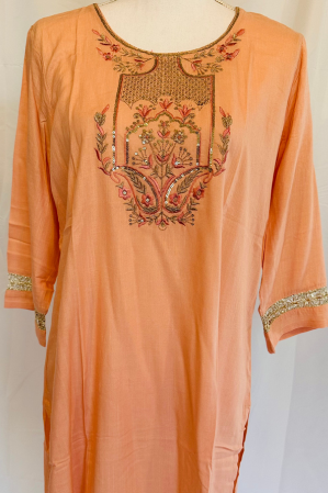 PEACH COTTON KURTA