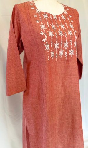 PINK COTTON EMBROIDERED KURTA